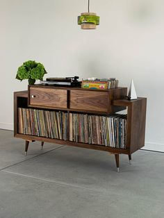 Riviera 60 Stereo Cabinet - Tactile Audio Furniture Hardwood Furniture Ideas, Midcentury Modern Record Storage, Old Record Player Cabinet, Turntable Furniture Design, Vinyl Record Storage Furniture, Record Bin, Vinyl Record Furniture, Turntable Furniture, Hifi Furniture