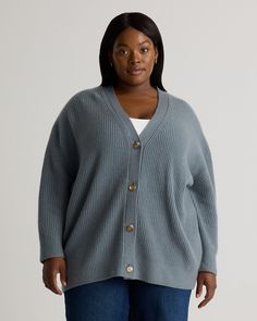 With an oversized fit and luxuriously soft feel, our cashmere cardigan is bf-inspired style at its best. Made of the coziest Grade-A Mongolian cashmere and now offered in extended sizes, this sweater features fisherman rib detailing for a classic coastal vibe. Designed with a roomy boyfriend fit so you can seriously cuddle up in its comfiness. Read more on what makes it special and how to care for it in our Cashmere 101 guide.Also offered in sizes XS-XL. Classic Coastal, Boyfriend Sweater, Boyfriend Cardigan, Coastal Vibes, Silk Cami, Quarter Zip Sweater, Womens Cashmere, Cashmere Cardigan, Comfy Cozy