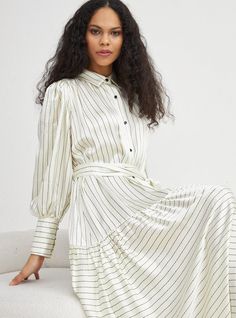 Model Height: 177 cm %100 Viscose Length: 145cm Belted Maxi Dress, Linen Kimono, White Balloons, Fitted Trousers, Model Height, Dress Collection, Tunic Tops, Knitwear, Organic Cotton