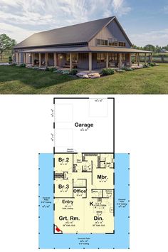 two story house plans with an open floor plan for the front and back of the house