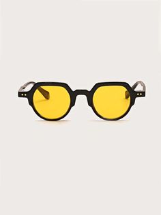 Lens Color:Yellow \nStyle:Vintage \nShape:Geometric \nLens Function:Decoration \nMaterial:PC \nLens Material:PC \nFrame Material:PC \nPattern Type:Colorblock \nElement:None \n Retro Glass Sunglasses With Tinted Lenses, Pantos Glasses, Cheap Retro Men's Sunglasses, Vintage Tinted Sunglasses For Streetwear, 80s Sunglasses Men, Colour Lens, Retro Metal Sunglasses With Tinted Lenses, Glasses Vintage, Geometric Frame