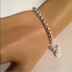 Silver Chain Link Rope Bracelet - Approx. 8". Rhodium Plated For A Platinum Finish. Elegant Nickel-free Link Charm Bracelet, Silver Box Chain Charm Bracelet, Silver Charm Bracelet With Box Chain, Silver Box Chain Charm Bracelet For Everyday, Everyday Silver Charm Bracelet With Box Chain, Womens Jewelry Bracelets, Rhodium Plated, Chain Link, Rope Bracelet