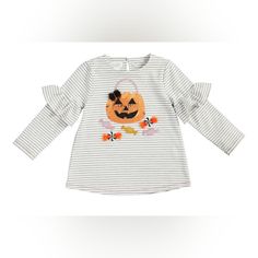 Mud Pie Shirt Featuring Pumpkin Appliqu. Ruffle Detail, Size 12-18 Months. New With Tags. Pet Free, Smoke Free Home. 84% Cotton / 11% Polyester / 5% Spandex Machine Wash; Tumble Dry Imported Playful Fall Tops For Playwear, Cute Holiday Tops For Spring, Fall Cotton T-shirt With Ruffles, Cute Tops For Spring Holiday, Cute Spring Holiday Tops, Playful Long Sleeve Tops With Ruffles, Sweet White Tops For Fall, Sweet Long Sleeve Tops With Ruffles, Sweet Long Sleeve Ruffled Tops