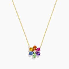 Watercolors 14K Gold Multi Sapphire and Diamond Flower Necklace Diamond Flower Necklace, Kids Jewellery, Preppy Jewelry, Multicolor Jewelry, Products Photography, Gem Jewelry, Multi Sapphire, Butterfly Earrings Stud, Kids Necklace