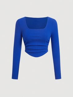 Blue T Shirt Women, Royal Blue Shirt Outfit, Royal Blue Shirt, Royal Blue Shirts, Blue Shirts, Blue Long Sleeve Tops, Navy Blue Shirts, Blue Long Sleeve Shirt, Cute Pants