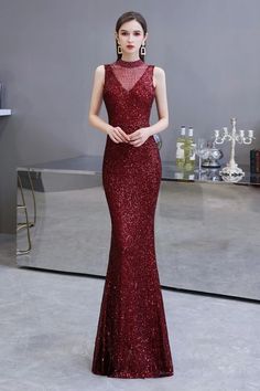 Looking for Prom Dresses, Evening Dresses, Homecoming Dresses, Quinceanera dresses in Tulle, Sequined, Mermaid style, and Gorgeous Sequined work? Ballbella has all covered on this elegant Elegant Illusion neck Burgundy Sleeveless Mermaid Prom Dress. Burgundy Evening Gown, Long Sheath Dress, Tight Prom Dresses, Mermaid High, Cheap Formal Dresses, Prom Dresses Long Mermaid, Mermaid Prom Dress, Dress Mermaid, Prom Dresses Sleeveless