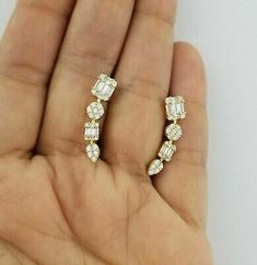 14K Yellow Gold Fn 3 CT Simulated Baguette Diamond Climber Ear Crawler Earrings  | eBay Crawler Earrings, Ear Crawler, Ear Crawler Earrings, Ear Crawlers, Crawlers Earrings, Fine Jewellery Earrings, Baguette Diamond, Baguette, Stone Color