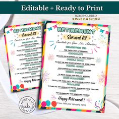 the printable retirement kit is ready to be used as a gift for someone's birthday