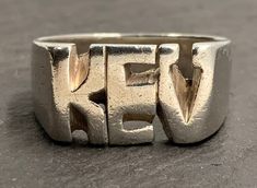 Vintage Sterling Silver Chunky 'Kev' Band Ring, UK Size Y, US Size 12, EU Size 67 1/4, Stamped 925, Band Max Width 10.5mm, Weight 8.66 Grams, Lovely Condition Chunky Silver Ring, Chunky Silver Rings, Silver Clay, Chunky Ring, Chunky Jewelry, Chunky Rings, Jewelry Lookbook, Sterling Silver Hoop Earrings, Hinged Bangle