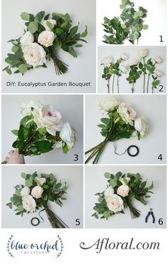 the instructions to make a bouquet with flowers and greenery for your wedding or special event