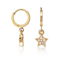 Detailed hoop earrings plated in 16k Gold. Perfect to wear on there own or matched with other earrings for a individual style. 16k Yellow gold platedKeep away from liquids, especially perfumes Elegant Gold Hoop Earrings With Star Charm, Elegant Gold Star-shaped Hoop Earrings, Gold Plated Star Hoop Earrings Tarnish Resistant, Gold Plated Star Hoop Earrings, Gold-plated Hoop Earrings With Star Charm, Gold Plated Star-shaped Hoop Earrings, Star-shaped Gold Plated Hoop Earrings In Yellow Gold, Gold Plated Star Shaped Hoop Earrings, Gold Plated Hoop Earrings With Star Charm