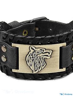 OrcaJump - Leather Punk & Gothic Viking Bracelet with Nordic Amulet, Scandinavian Talisman, & Celtic Jewelry Adjustable Black Viking Bracelet, Punk Style Brown Jewelry For Gift, Vintage Black Bracelet For Festival, Gothic Viking, Viking Bracelet, Wolf Head, Gold And Silver Rings, Celtic Jewelry, Fashion Accessories Jewelry