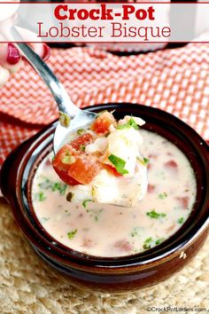 a spoonful of crock pot lobster bisque