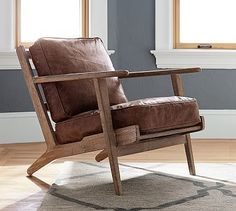 Raylan Leather Armchair #potterybarn Summer Deco, Brown Chair, Poltrona Vintage, Style Deco, Plywood Furniture, Swivel Armchair, Upholstered Arm Chair, Free Interior Design, Leather Armchair