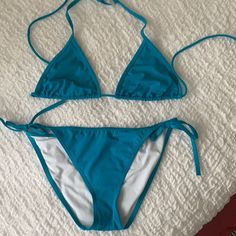 Size Large Victoria’s Secret Triangle Bikini With Side Ties. The Color Is More Aquamarine Than It Is In The Pictures. Has Hygienic Tape In It. Brand New Never Been Worn Turquoise Fitted Tie-side Swimwear, Victoria's Secret Blue Swimwear For Sunbathing, Victoria's Secret Triangle Top Swimwear For Pool, Blue Victoria's Secret Swimwear For Spring, Victoria's Secret Blue Swimwear For Spring, Victoria's Secret Blue Stretch Swimwear, Victoria's Secret Fitted Swimwear For Pool, Blue Victoria's Secret Swimwear For Beach Season, Victoria's Secret Blue Swimwear For Pool