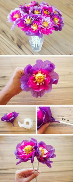 how to make flowers out of tissue paper