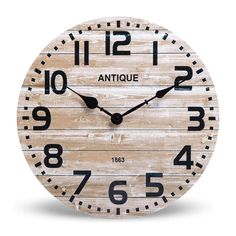 PRICES MAY VARY. 【WOODEN MDF WALL CLOCK MATERIAL 】- Not solid wood, wood particle board painted. No frame nor glass cover 【SUPERIOR SILENT MOVEMENT】-Silent non ticking wooden wall clock uses superior sweeping movement to ensure true silence. Precise quartz movements ensure accurate time 【FARMHOUSE RUSTIC STYLE】-Rustic clock features a vintage worn clock face with lightly distressed black numbers for an antique farmhouse or seaside cottage feel 【EASY TO READ】-12 inch wall clock, Large bold number Distressed Wood Wall, Farmhouse Wall Clock, Rustic Clock, Black Clocks, Wooden Wall Clock, Wood Clocks, Wood Wall Clock, Glass Cover, Natural Wood Finish