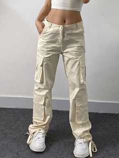 Technique Pocket Gray Cargo Pants - AnotherChill Cargo Pants Cream, Punk Fabric, Gray Cargo Pants, Pants Cream, Street Y2k, Grey Cargo Pants, Casual Cargo Pants, Trendy Outfits For Teens, Early Spring Outfits