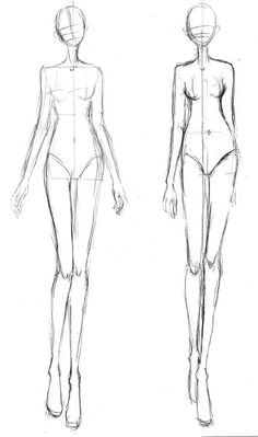 two female mannequins are shown in this drawing