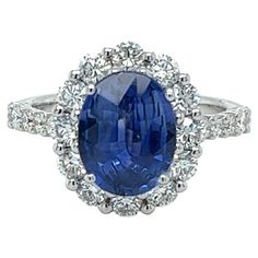 GIA Certified Oval Ceylon Sapphire weighing 2.96 carats Measuring (10.22x7.99x4.51) mm 30 pieces of diamonds weighing 1.26 carats GH-SI1 Set in 18 karat white gold ring 3.57 grams Sapphire And Diamond Ring, Ceylon Sapphire, Sapphire Diamond Ring, Shiny Things, Lady Diana, I Love Jewelry, Sapphire Diamond, White Gold Rings, Cocktail Rings