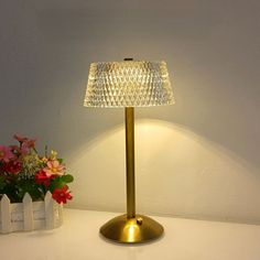 Rechargeable LED Cordless Touch Table Lamp Hotel Bedroom Decor, Diamond Lamp, Yellow Frame, Stylish Table Lamps, Retro Table Lamps, Touch Table Lamps, Touch Table, Cordless Table Lamps, Crystal Table