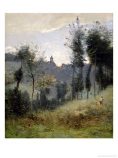 an image of a painting with trees in the background