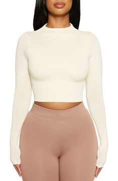 Lightweight and double-lined, this figure-flattering crop top is perfect for pairing with everything-high-rise in your closet. Style Name:Naked Wardrobe The Nw Crop Top. Style Number: 6137447. Crop Top Style, Naked Wardrobe, Funnel Neck, Funnel, Oatmeal, Short Dresses, Crop Top, Women's Clothing, High Rise