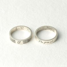 Actual Fingerprint Ring Custom Handwriting Ring | Etsy Hand Stamped Ring Jewelry Gift, Personalized White Sterling Silver Couple Rings, Unique Hand Stamped Ring As Gift, Unique Hand Stamped Rings As A Gift, Unique Personalized Engraved Ring As Gift, Unique Personalized Engraved Ring For Gift, Unique Engraved Ring As Gift, Unique Stamped Engraved Ring As Gift, Unique Stamped Rings As Gift