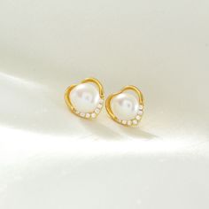 Beckie Heart Stud Earrings with freshwater pearls Heart Shaped Pearl Earrings As Gift, Elegant Heart-shaped Pearl Earrings, Heart-shaped Pearl Earrings For Formal Occasions, Elegant Heart-shaped Earrings For Gifts, Elegant Round Heart Earrings For Gift, Elegant Pearl Earrings For Valentine's Day, Pearl Heart-shaped Earrings For Gifts, Pearl Heart Earrings For Wedding, Heart-shaped Pearl Earrings