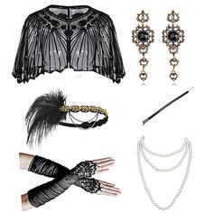 Look After Me:Washable,Hand wash; Gender:Women's; What's in the box:Earrings,Necklace,Headwear,Gloves,Shawl; Types:Fascinator Hat,Party Costume,Cloak; Holiday:Masquerade; Style:Retro Vintage,1950s,1920s; Occasion:Party / Evening; Material:Feather,Tulle; Age Group:Adults'; Characters:Charleston,The Great Gatsby; Listing Date:04/18/2022 Diy Gatsby Costume, 20s Fashion Aesthetic, 1920 Party Outfit, Great Gatsby Party Outfit Women, Gatsby Party Outfit, Tulle Costumes, Look Gatsby, Mafia Princess, 1920s Accessories