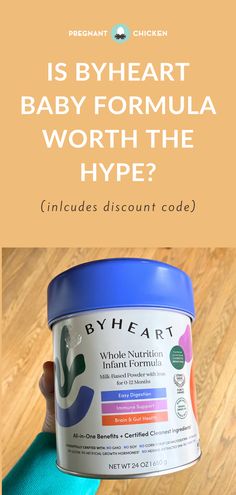 a person holding up an ice cream container with the words, is byheart baby formula worth the hype?