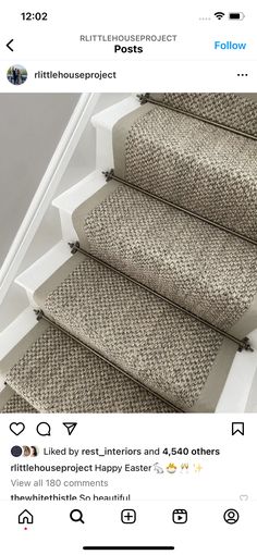 an image of some stairs with carpet on them