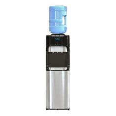 a water dispenser with a blue bottle on top