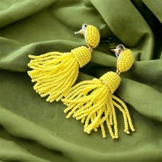 Sugarfix By Baublebar Yellow Polished Beaded Tassel Drop Earrings New Nwt New With Tags Excellent Condition - No Visible Flaws, Except Some Markings On The Paper Tag Great Gift Approx 2.5” Long Drop Gold Color Hardware Post Back Closure Cascading Tassels Crafted Entirely Of Seed Beads Questions? Leave A Comment Below! Other Listings: Boho, Western, Cowboy, Bohemian, Anthropologie, Free People, Johnny Was, Antique, Ancient, Zara, Gypsy, Breeze, Beachy, Indie, Airy, Rockabilly, Comfortable, Lightw Yellow Fringe Jewelry For Party, Yellow Fringe Dangle Jewelry, Yellow Fringe Earrings As Gift, Yellow Dangle Jewelry With Tassels, Trendy Beaded Tassel Earrings For Party, Yellow Beaded Fringe Earrings With Round Beads, Yellow Fringe Jewelry Gift, Yellow Dangling Beads Earrings For Summer, Yellow Beaded Drop Earrings For Summer