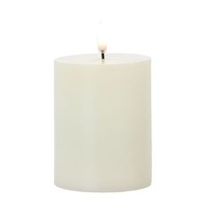 a white candle with a single lit candle in the middle