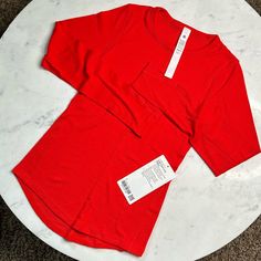 Lululemon Hold Tight Long-Sleeve Shirt - Hot Heat Red New With Tags Size 4 Red Long Sleeve Athleisure Top, Fitted Red Athleisure Tops, Red Color, Lululemon Athletica, Sleeve Shirt, Hold On, Long Sleeve Tees, Long Sleeve Shirts, Tights