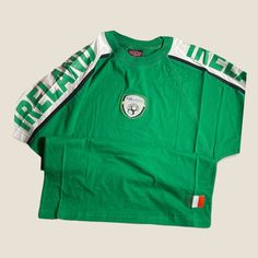 Ireland Mens soccer football shirt premium quality 100% cotton Cotton Tops For Football Season Sports Events, Long Sleeve Football Season T-shirt With Team Logo, Football Season Long Sleeve T-shirt With Team Logo, Collegiate Long Sleeve T-shirt For Football Season, Sports Fan Long Sleeve T-shirt With Team Logo, Long Sleeve Sports Event T-shirt With Team Logo, Long Sleeve T-shirt With Team Logo For Football Season, Long Sleeve T-shirt With Team Logo For Sports, Sporty Green Shirt For Sports Events