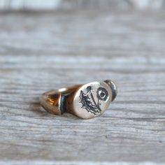 Dandelion Ring, Recycled Metal Jewelry, Botanical Ring, Clover Ring, Waxed Canvas Bag, Bronze Ring, Botanical Jewelry, Recycled Silver, Engraved Rings