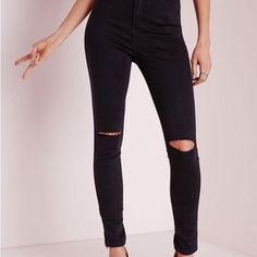 Vice Highwaisted Slash Knee Skinny Jean Blackus Size 8/S W5 Black Fitted Ripped Bottoms, Fitted Black Ripped Bottoms, Black Ripped Stretch Bottoms, Black Stretch Ripped Bottoms, Edgy High Rise Bottoms For Going Out, Edgy Ripped High-waist Bottoms, Edgy Ripped High Waist Bottoms, Ripped High Waist Bottoms For Night Out, Edgy Fitted Ripped Bottoms