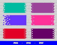 four different color swatches with hearts on them and the text, love is in the middle