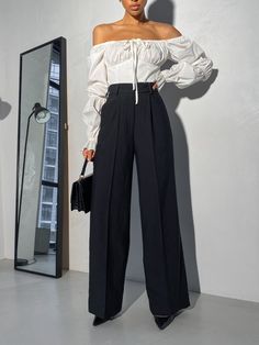 Stylish and chic palazzo pants for women in classic black color this pants will never become outdated - inner seam length is 32,6 inches or 83 cm SIZES This pants are available in 3 sizes XS, S and M XS=2 US numeric WAIST 24 inches or 63 cm HIPS 36 inches or 92 cm S= 4 US numeric WAIST 26 inches or 67 cm HIPS 37 inches 96 cm M= 6 US numeric WAIST 28 inches or 71 cm HIPS 39 inches or 100 cm PAYMENT You can pay for your order with a credit card! Write me a message and I'll send you instruction fro Wide Leg Black Pants Outfit Classy, Classy Pants Outfits Party, Evening Trouser Outfit, Prom Trousers Women, Black Flowing Pants Outfit, Black Wide Leg Trousers Outfit Classy, How To Style Black Palazzo Pants, Black Palazzo Outfit, Black Palazzo Pants Outfit Casual