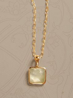 FACETED GEMSTONES: A tempting array of treasures, this collection pairs semi-precious gems with 22k gold-plated brass to highlight the stones' natural beauty and faceted cut.  Featuring brilliant labradorite, shimmering moonstone, and pearlescent pre Delicate Moonstone Gold Jewelry, Delicate Gold Moonstone Jewelry, Gold Square Pendant Jewelry With Pearl, Gold Square Pearl Pendant Jewelry, Delicate Gold Necklace With Gemstone Accents, Delicate Gold Necklaces With Gemstone Accents, Gold Jewelry With May Birthstone Gemstone, Gold Moonstone Necklace As Gift, Gold Moonstone Necklace For Gift