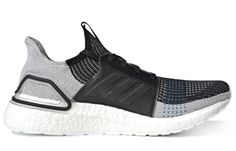 Adidas UltraBoost 19 Core Black Grey F35242 Gray Athletic Fit Sneakers, Durable, Gray Athletic Fit Fade-resistant Sneakers, Gray Low-top Athletic Fit Running Shoes, Gray Breathable Running Shoes, Gray Boost Midsole Sneakers For Sports, Gray Sneakers With Boost Midsole For Sports, Gray Running Shoes With Boost Midsole, Gray Sneakers With Boost Midsole And Athletic Fit, Adidas Logo Gray Running Shoes For Streetwear