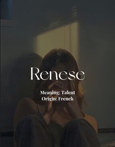 a woman sitting in front of a window with her hands on her face and the words renese