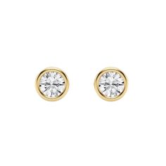 These bezel set studs are stylish, modern, yet a classic pair of earrings that will never go out of style. Round Diamond Band, Glam Jewelry, Wedding Bands For Her, Moissanite Earrings, Birthstone Earring, Vintage Band, Shop Engagement Rings, Fine Jewelry Collection, Custom Jewelry Design