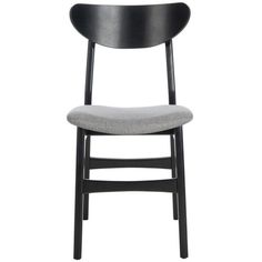 a black and grey chair with a white seat pad on the back of it, against a white background