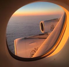 the view from inside an airplane window