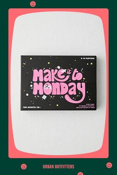 the urban outfitters make it monday chocolate bar is displayed on a green and pink background