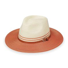 Kristy Two Tone Fedora Hat - Wallaroo Hats Western Style Cream Panama Hat, Cream Fedora Panama Hat For Kentucky Derby, Cream Fedora Sun Hat For Kentucky Derby, Elegant Fedora Sun Hat For Rodeo, Cream Panama Hat With Short Brim, Kentucky Derby Cream Fedora Sun Hat, Chic Cream Fedora Sun Hat, Elegant White Panama Hat For Rodeo, Lifeguard Hat