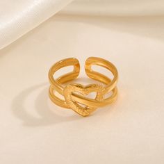 ADJUSTABLE LOVE RING Adjustable 14k Gold Heart Ring, Adjustable Gold Heart Ring For Valentine's Day, Adjustable Heart-shaped Yellow Gold Rings, Adjustable Gold Heart-shaped Initial Ring, Gold Heart-shaped Open Ring For Valentine's Day, Love Ring, 18k Gold, Gold Plate, Plating